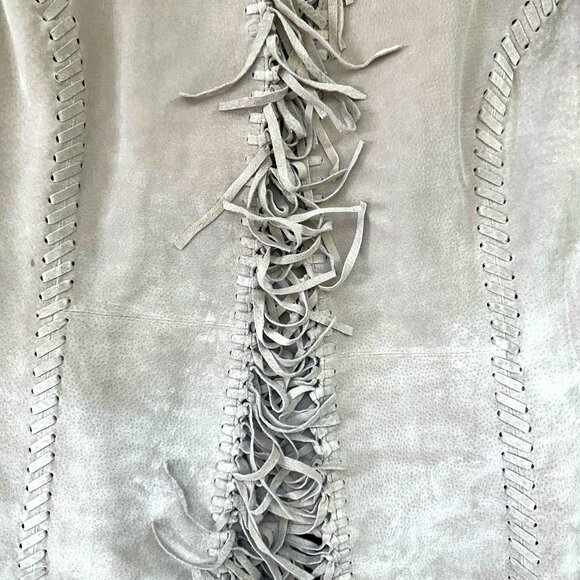 Chico's Taupe 100% Leather Fringe Jacket - Picture 5 of 8